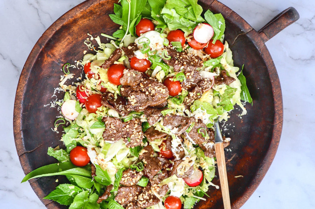 Sommarsallad med citrusmarinerad hjortfilé